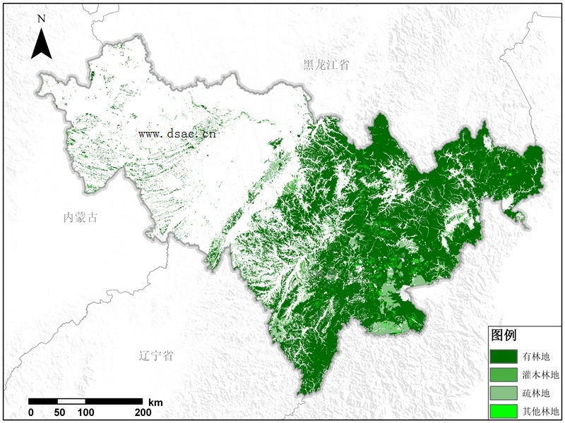 正文  吉林省林地资源空间分布产品是基于landsat tm数字影像(以地形