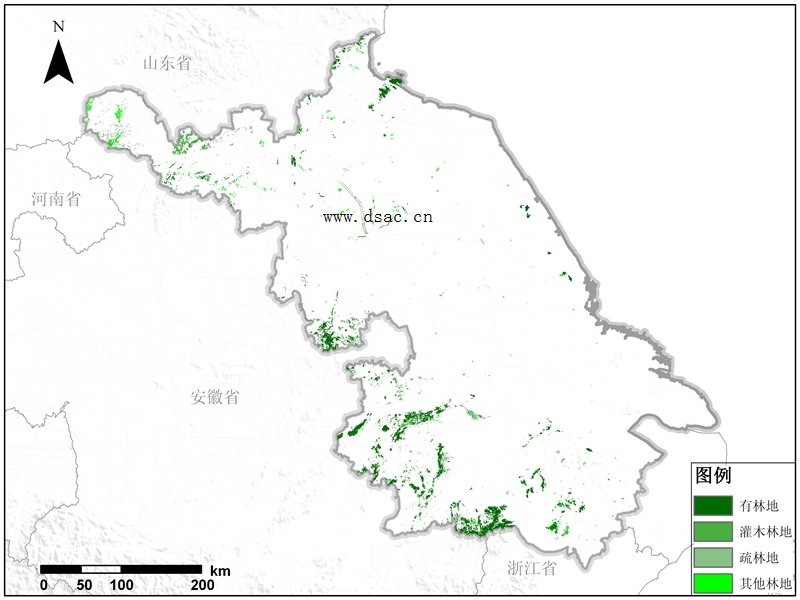 正文  江苏省林地资源空间分布产品是基于landsat tm数字影像(以地形