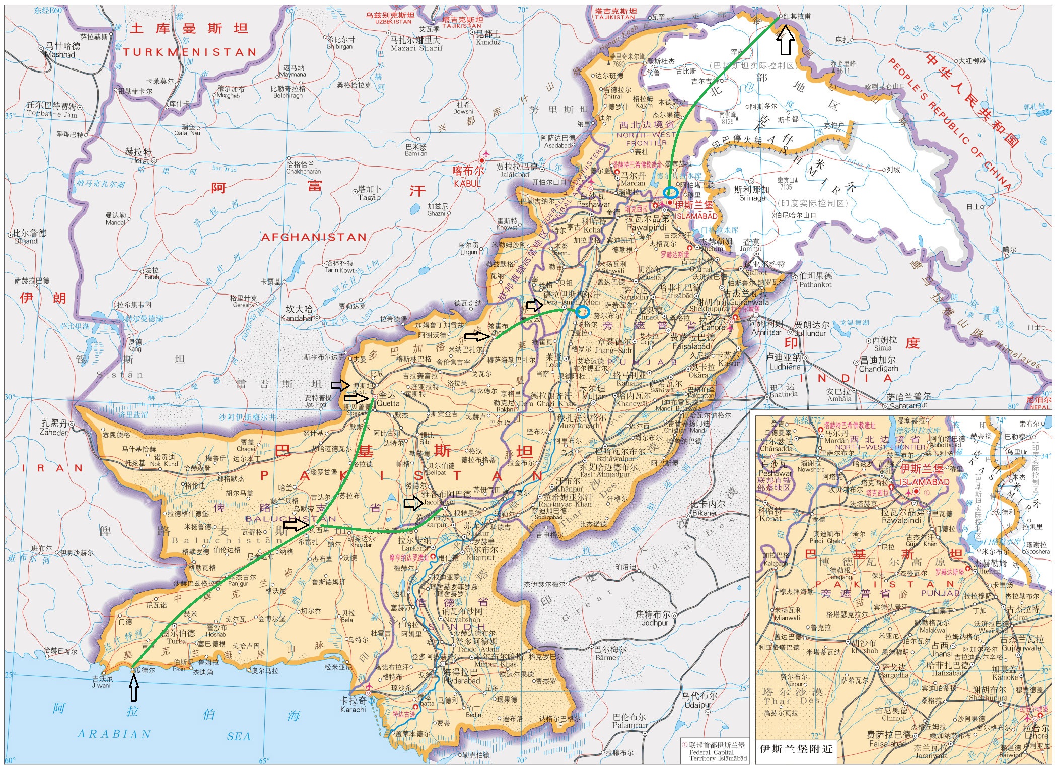 巴基斯坦铁路网大部分铁轨采用1676的超宽轨距,中巴铁路大部分为新建