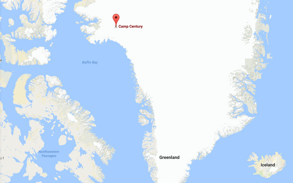 但是由于全球气候变暖,格陵兰岛冰雪融化,导致该基地暴露在公众眼前.图片