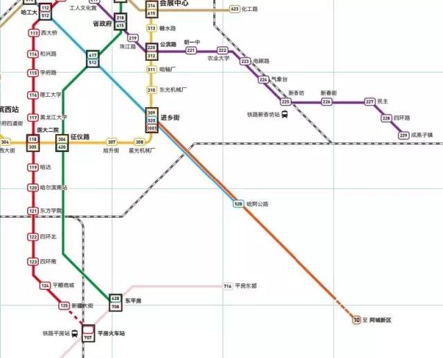 正文  注:图中橙色所示线路即为10号线线路图 ▍综合:地铁族 哈尔滨潮