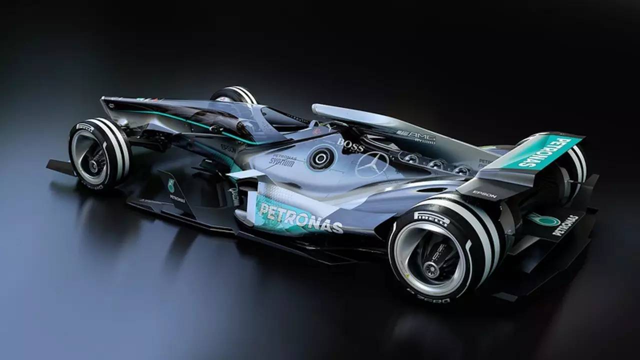 【回到未来】2030年的F1赛车长得什么样?F1赛车2017赛季的新赛规中要求使用宽度更大的轮胎，这让赛车的-新闻100