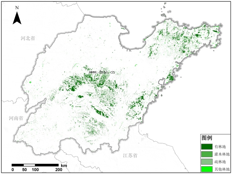 看山东省林地资源空间分布 了解经济作物减产原因