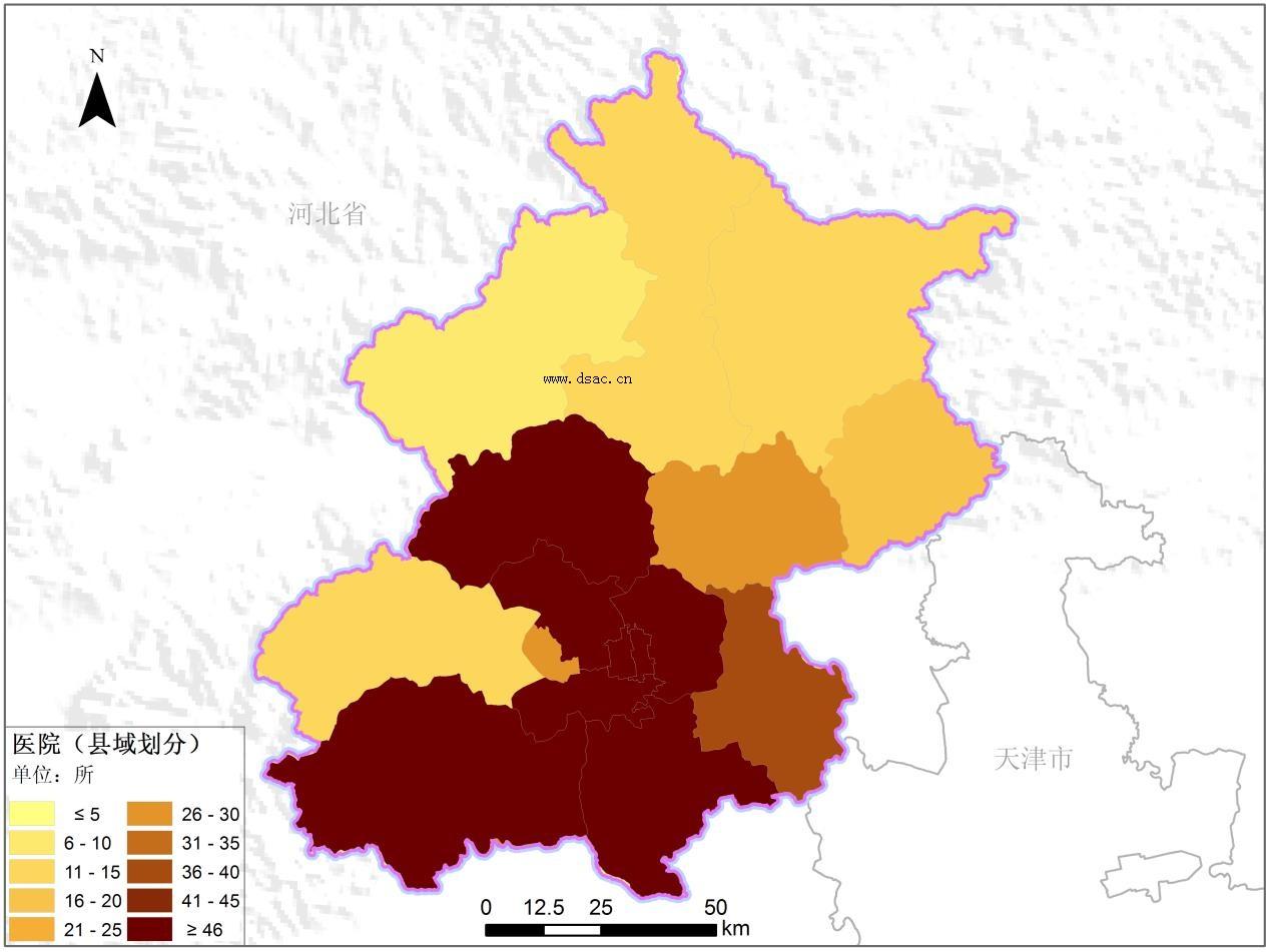 北京市县级医院分布信息 可反应医疗资源分布状况