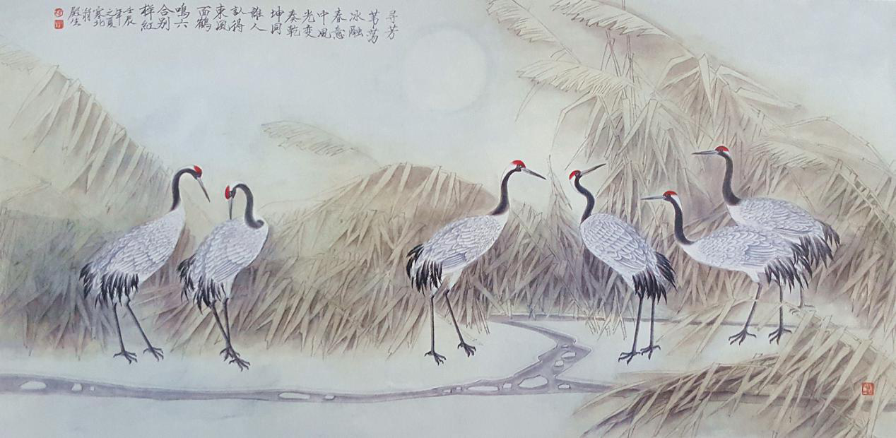 《六合同春》 60×133cm 2012年《云峰幽谷图》 65×130cm 2007年