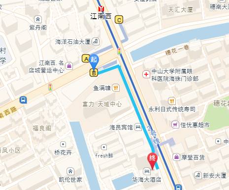 地铁:2号线江南西站b走50米后右转直走300米