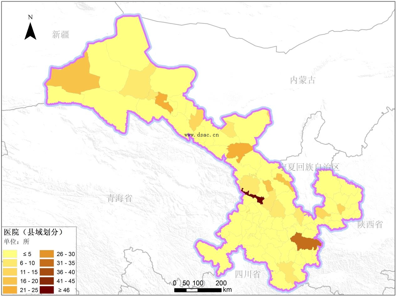 甘肃省县级医院分布信息可反应医疗资源分布状况