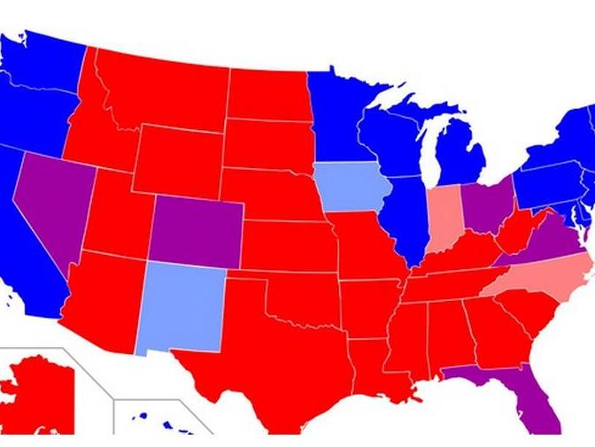 美国大选观察两张图告诉你：什么是红州蓝州摇摆州