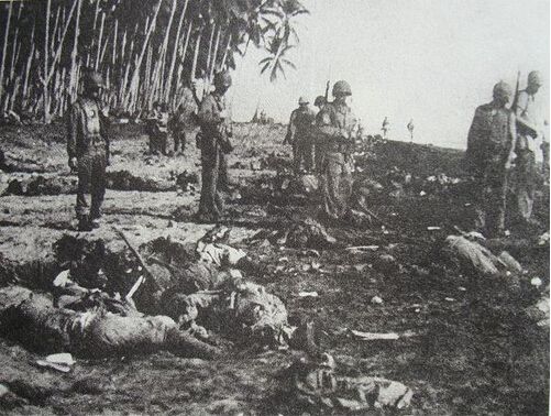 历史 正文  1945年3月硫磺岛战役,美军在清剿日军.