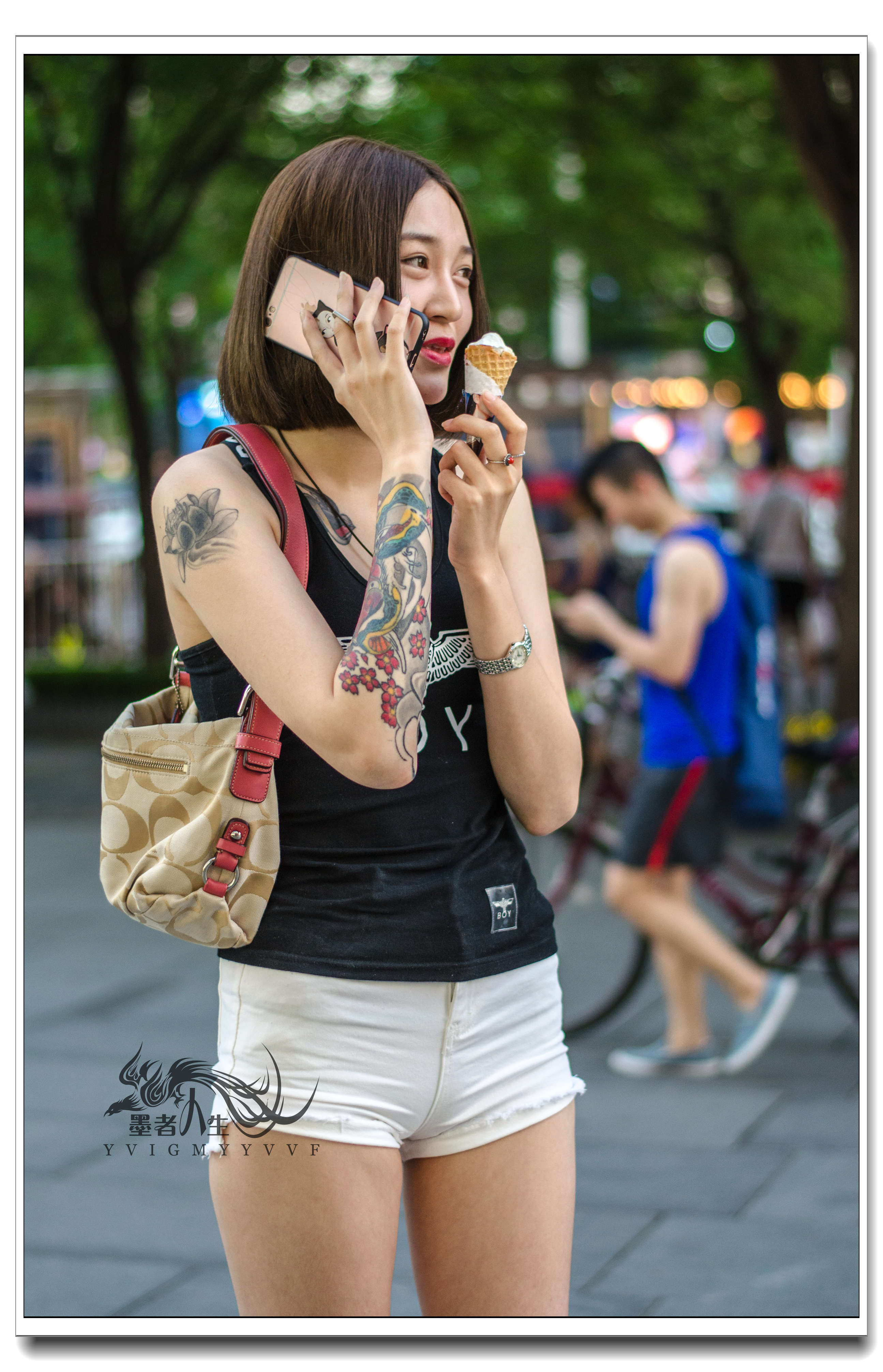 韩国个性美女纹身师Nini，粗线条复古美式风格让人好心动！