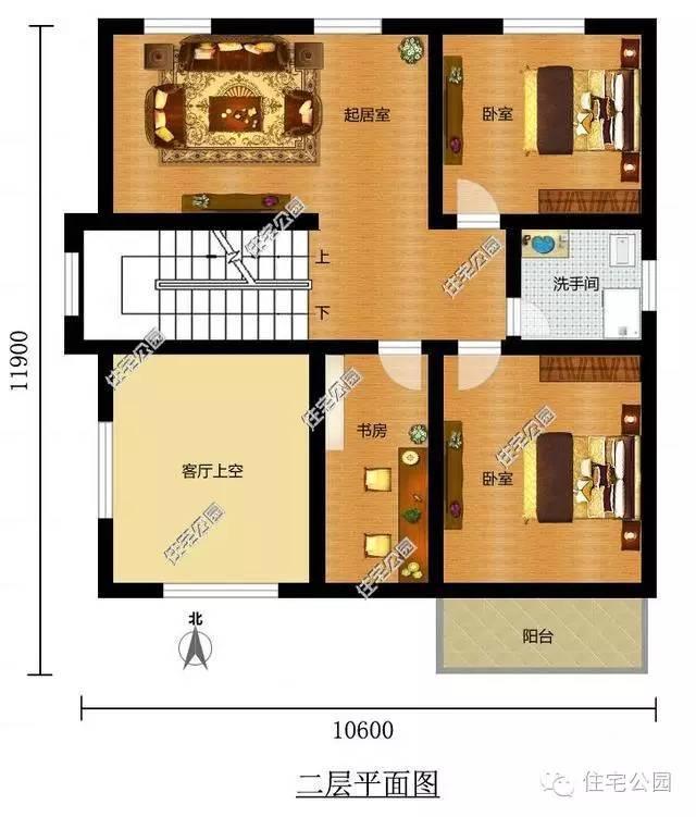 封闭车库屋顶阳台,经济又实用的农村别墅11x10米