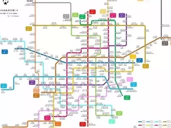 最新最全西安18条地铁路线图