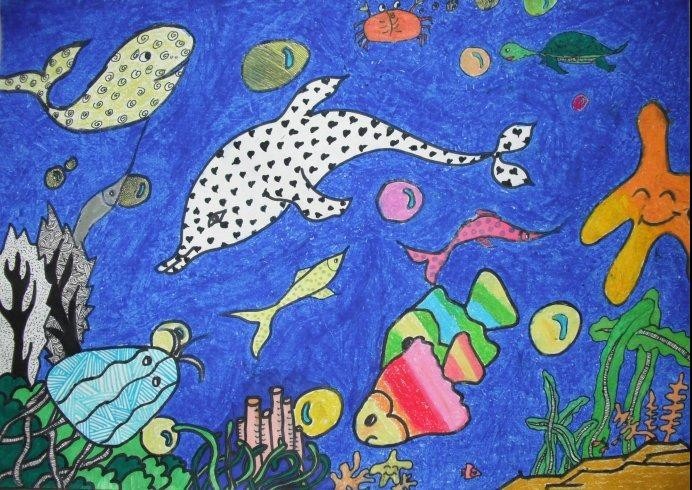 儿童画的海底世界作品精选 -学路网-学习路上 有我相伴