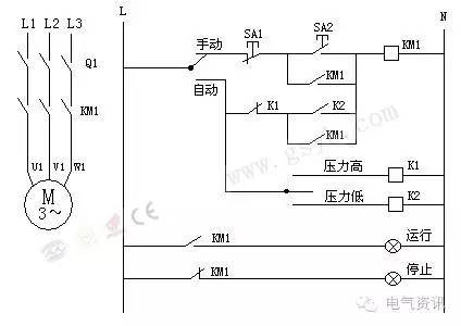 电接点压力表控制水泵接线图