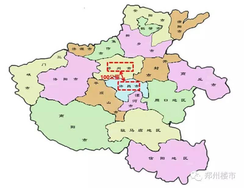 许昌现有1区,3县和2县级市的分布▼图片