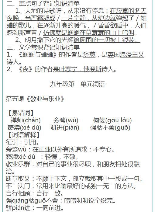 看到=赚到!最棒的初一上册语文期中考试复习要点