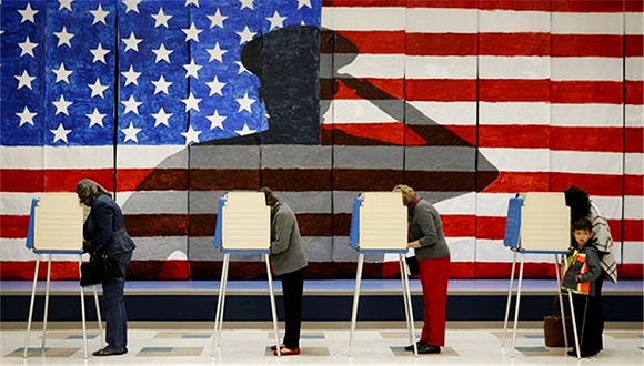 维吉尼亚州的一个投票点作者本·卡森为2016年美国共和党总统竞选人
