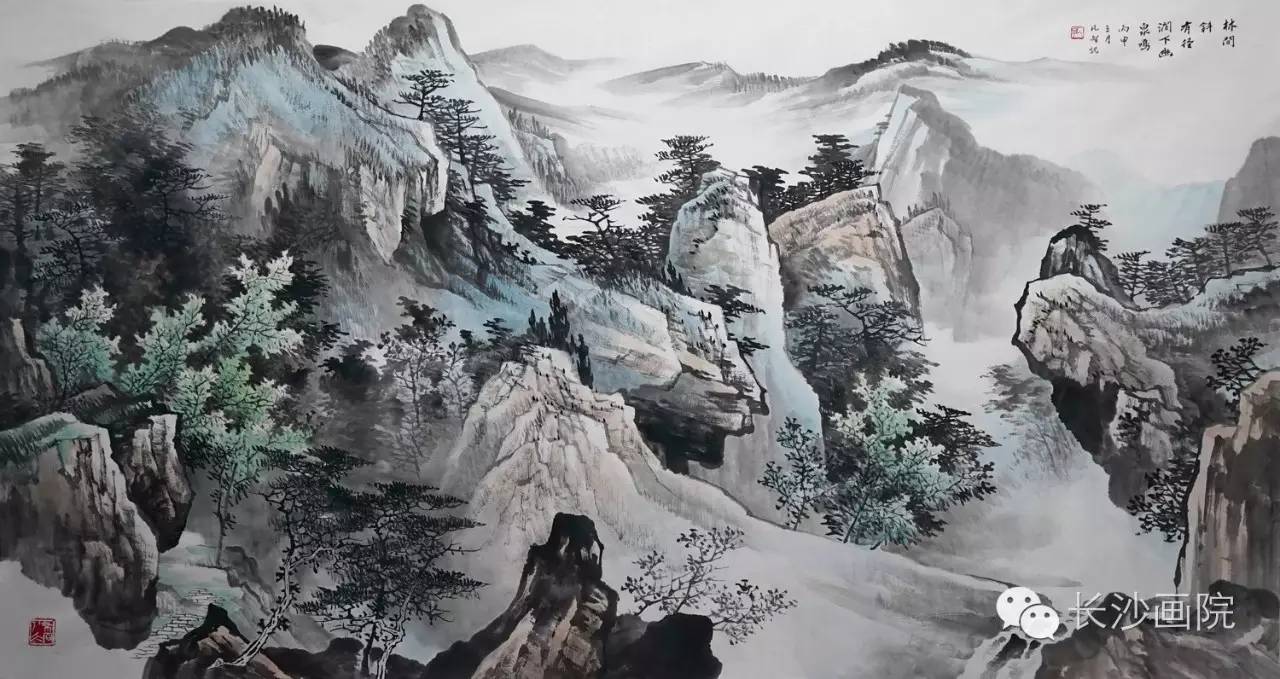 孔凡智《林间斜有径,涧下幽泉鸣 68x136cm 周群艺《隶书对联