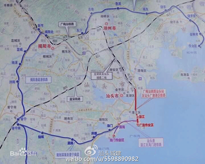 广梅汕铁路汕头站至广澳港区铁路 ▲ 汕头市轨道交通5号线 四射