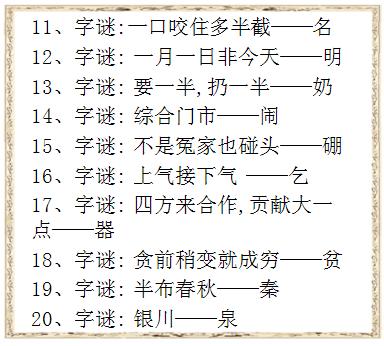 100条超有趣小学汉字字谜,拿回去看看孩子都会吗