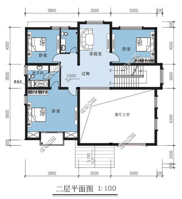 新农村别墅户型 楼中楼旋转楼梯露台车库 含平面图