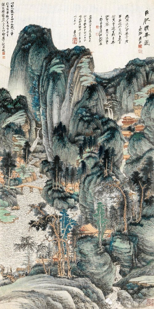 极其稀见的铭心极品——张大千山水画《巨然晴峰图》