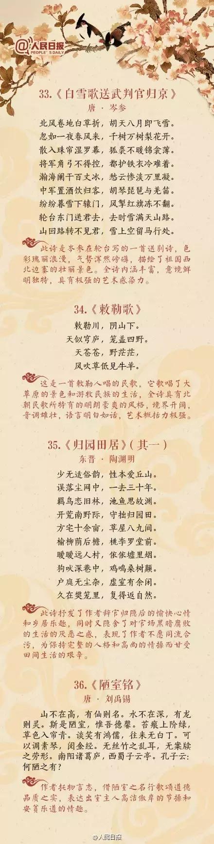 中国古诗词史上高水平的40首古诗词为孩子收藏