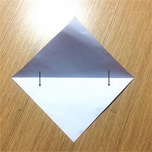 将纸的反面沿对角折出折痕.