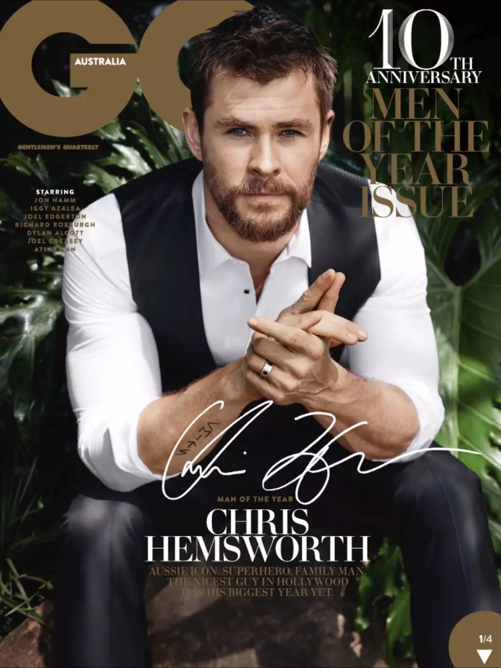 锤哥chris hemsworth 登上澳洲gq 杂志10周年刊