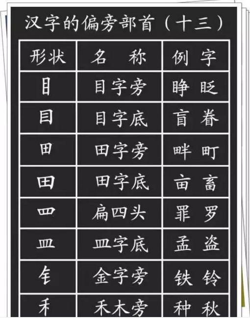 小学语文:汉字的基本笔画 偏旁部首详解