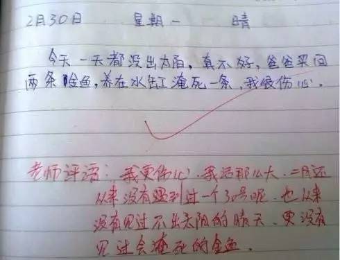 好搞笑:一位小学生写的作文!老师写下如此评语