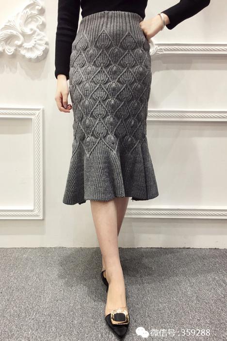 2016秋冬季韩版时尚新款鱼尾包臀裙针织毛线半身裙