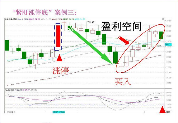 K线图基础知识：K线之紧盯涨停底