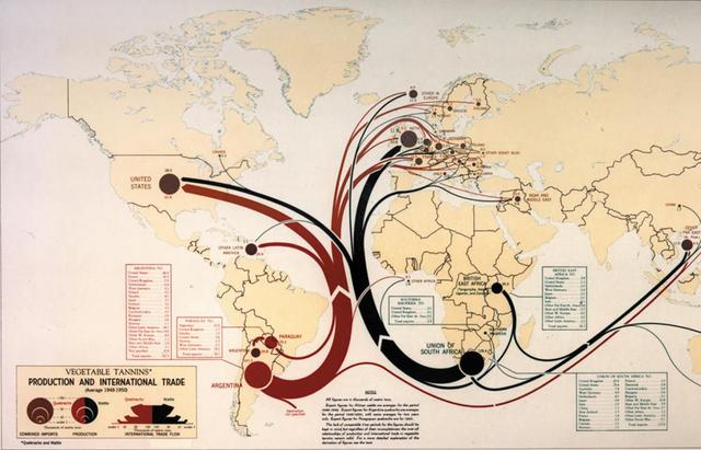 这张地图描绘的是1950年的国际贸易情况. 制图:美国中央情报局图片