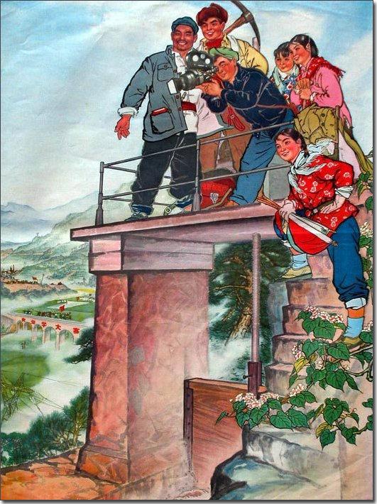 1970年代工农兵主题年画:军民一家亲,描画新风景