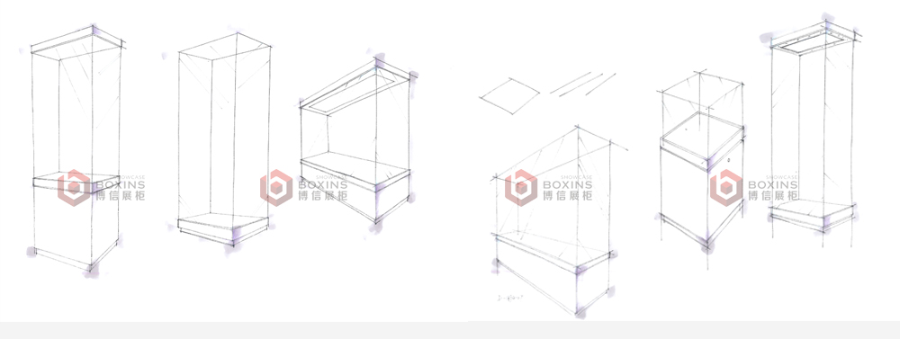 博物馆展柜手绘图