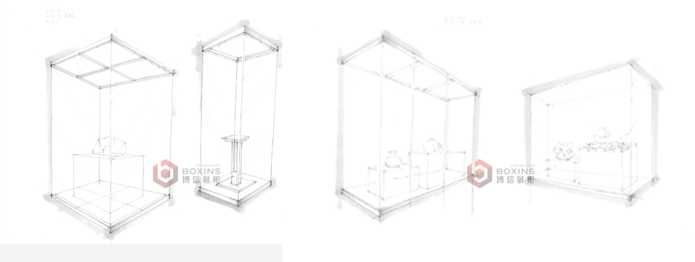 博物馆展柜手绘图