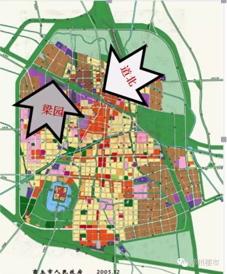 10年之前整个商丘市房地产可以分成两个区域:梁园区和道北▼