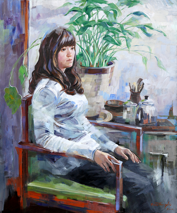 李小争油画《小王(120×100厘米,2012 李小争油画《画室中的女人