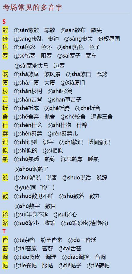 小学六年多音字"拼音 组词,小升初必备!