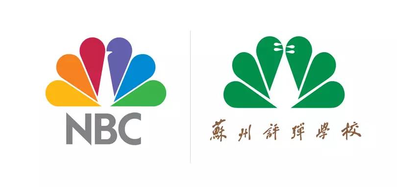 苏州评弹学校校徽与美国全国广播公司(nbc)logo有着惊人的相似.