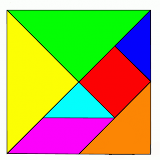 5. 一副七巧板的总面积是16,那么其中的每一块的面积是多少?