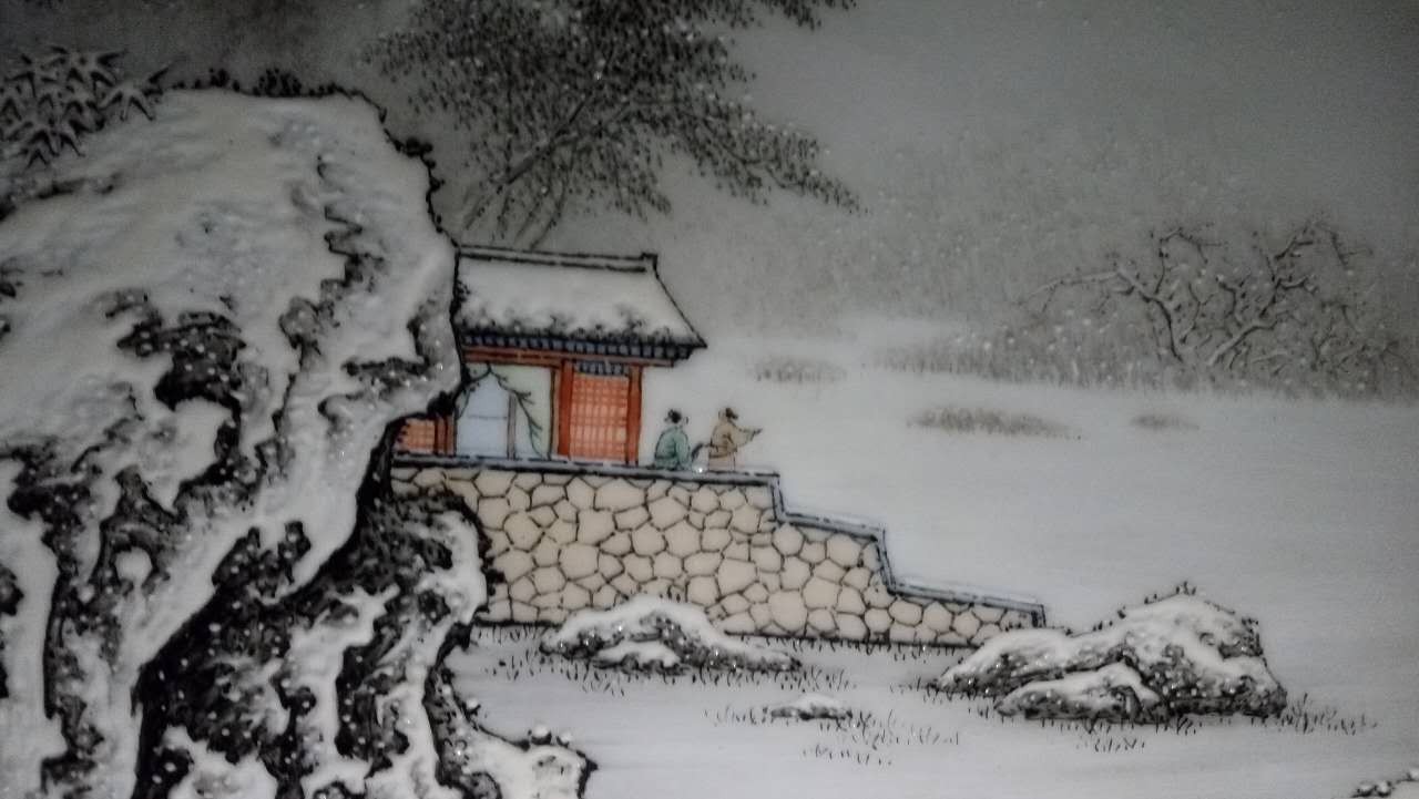 瓷板画—踏雪访友 高级工艺美术师