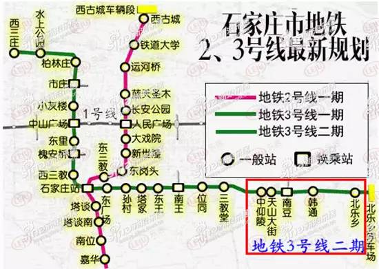 通过高新区直达藁城区,其中二期工程中的南豆站紧邻规划中的富力城