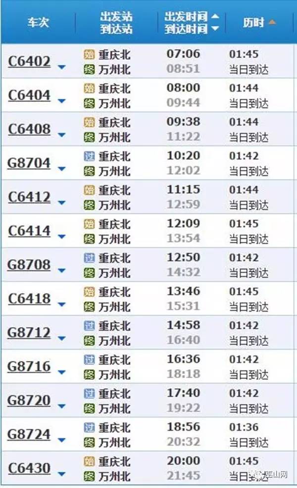 时刻表出来了巫山十趟大巴带你到万州坐高铁