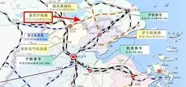 和湖州的城际铁路,线路起自上海虹桥站,向西经青浦区进入苏州市吴江区