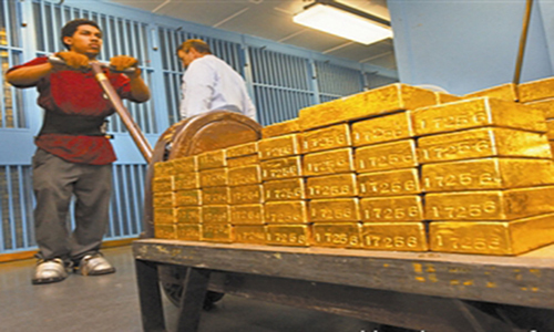 整个金库存放的黄金约有7000多吨,约占全球官方黄金储备2.