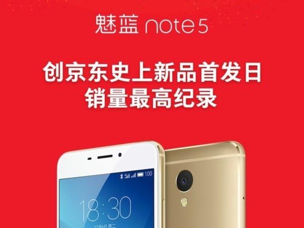魅蓝Note5创京东新品首发销量最高纪录