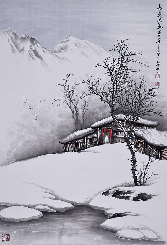 吴大恺雪景山水画 目空无物冻人心魄