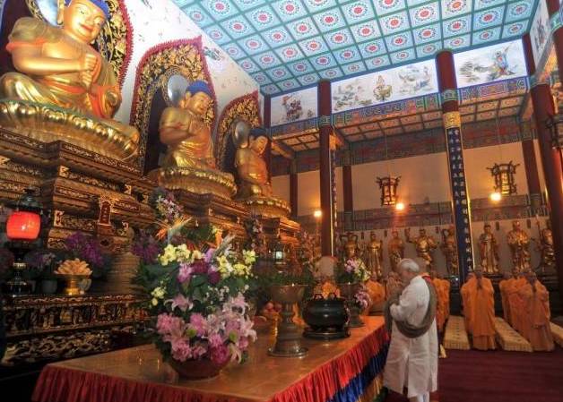 大兴善寺现存寺院建筑有天王殿,大雄宝殿 它是一座具有中外影响的古刹